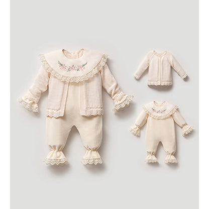 [Premium] Ensemble bébé fille deux pièces - Crème