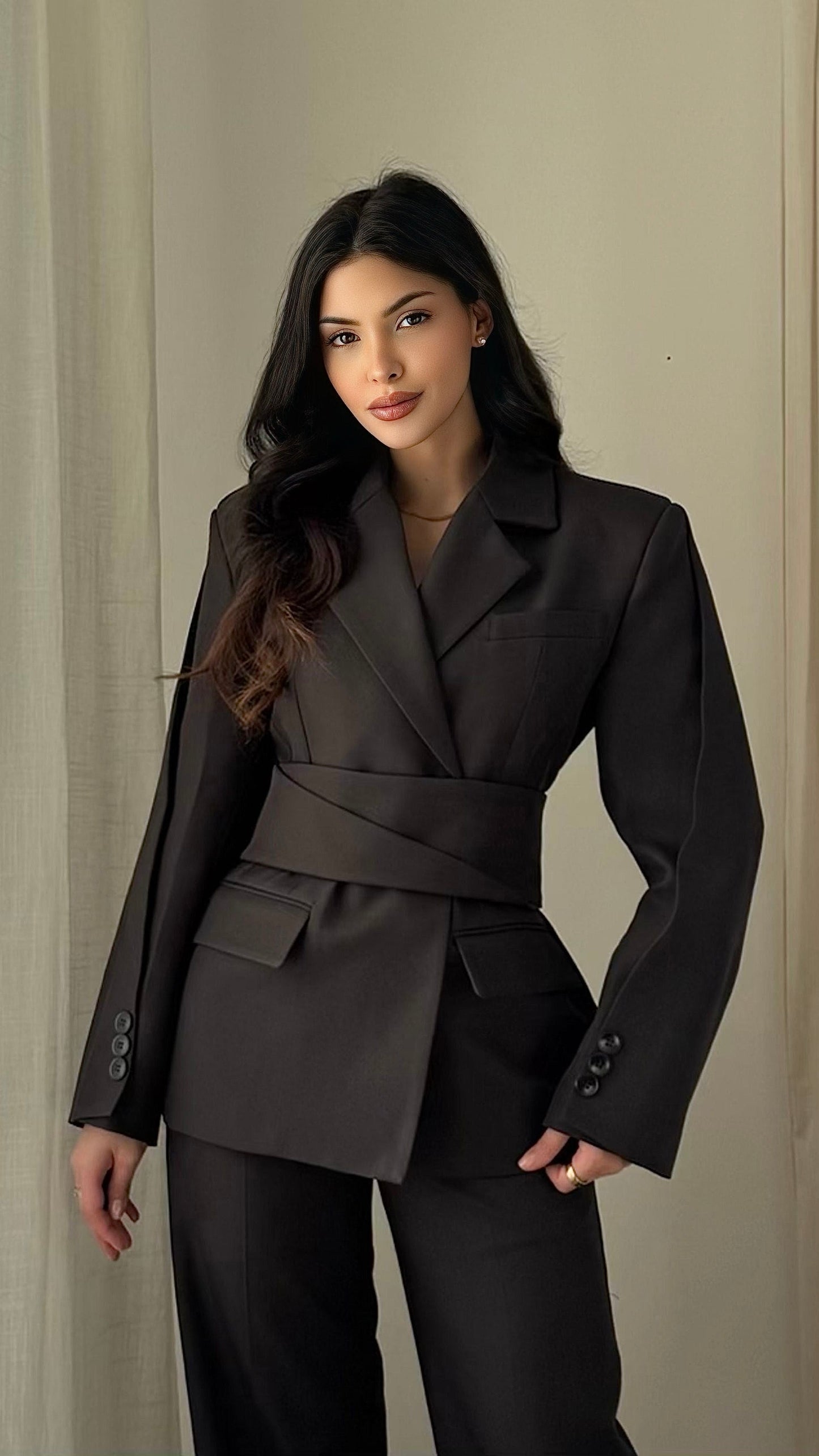 [Premium] Veste Blazer Cintré Avec Ceinture