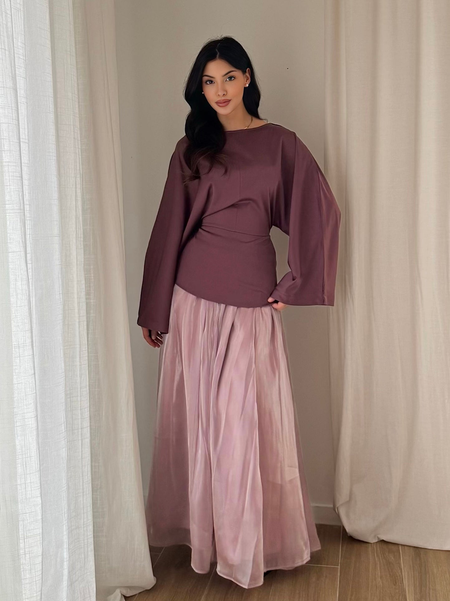 [Premium] Haut Satin Manches Chauve-souris - plusieurs coloris