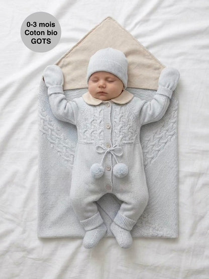 [Gamme Premium] Ensemble Naissance Bébé 0-3 Mois Tricot | Coffret Cadeau Doux & Bio