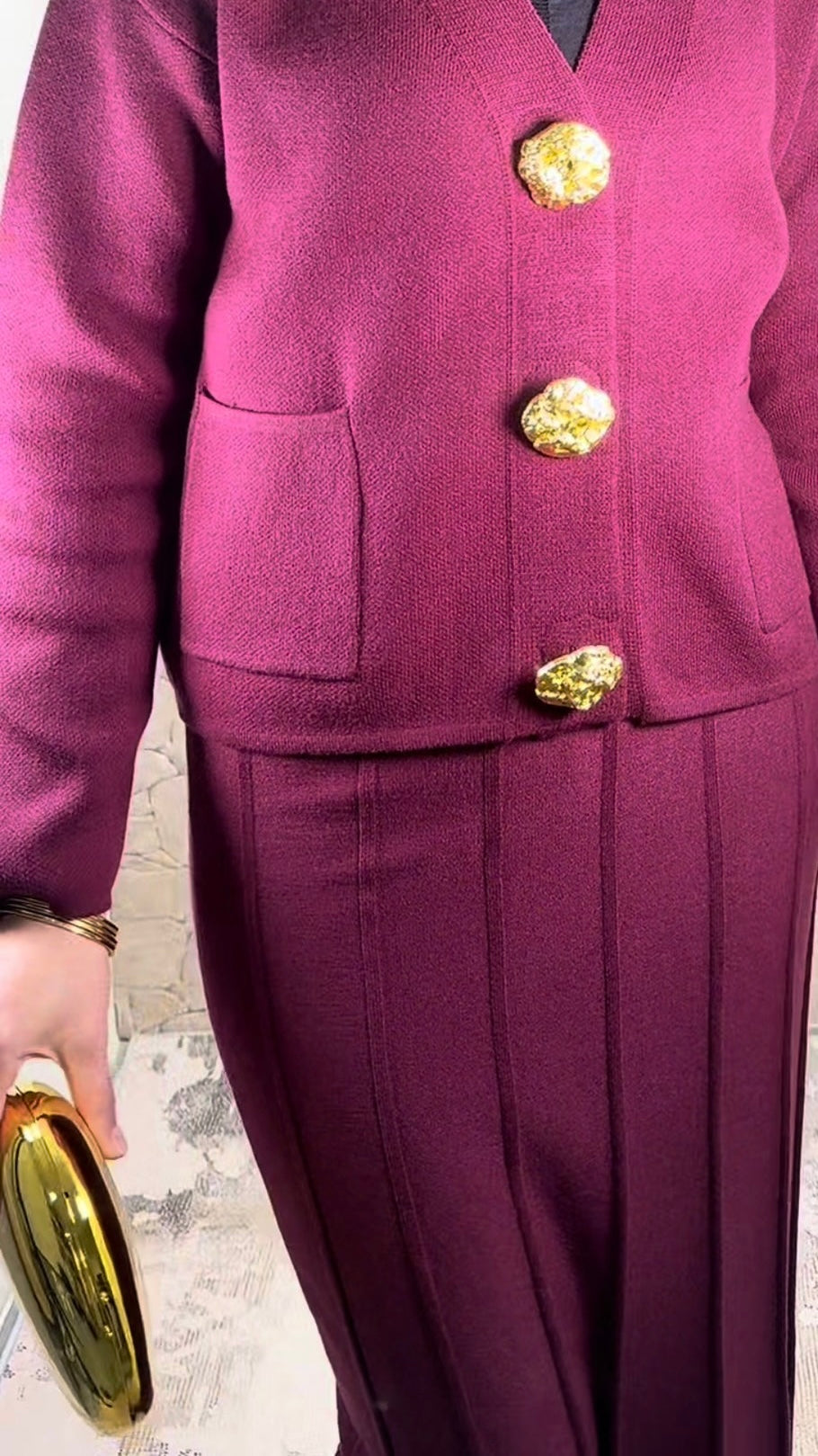 [Premium] Ensemble tricot jupe - couleur cerise 🍒- noir - crème- écru