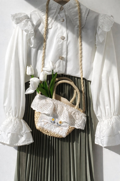 [Premium] chemise blanche - manche ballon/fleur