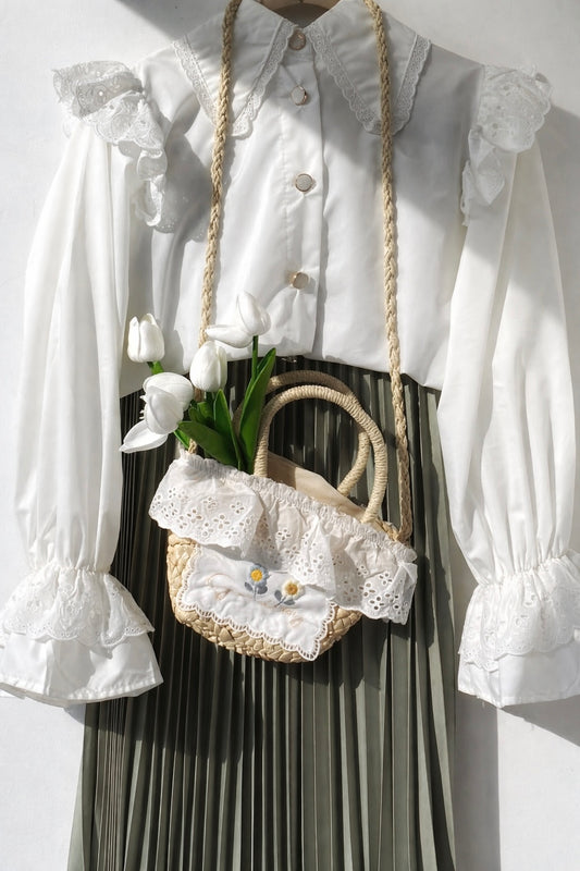 [Premium] chemise blanche - manche ballon/fleur