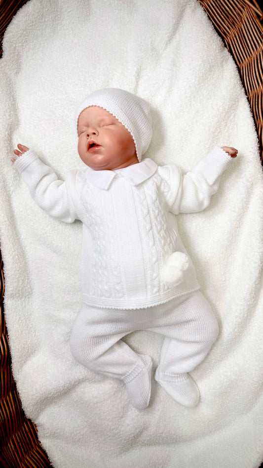 Ensemble naissance unisexe 3 pièces – blanc (0-3 mois)