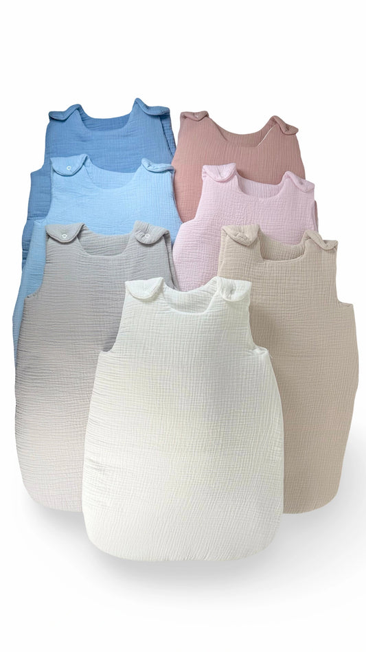 Gigoteuse personnalisée avec le prénom de bébé en coton-7 couleurs : bleu, rose, beige, blanc, gris, bleu jean, rose et terracota