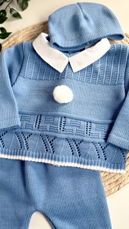 Bonnet et haut en maille de l’ensemble naissance 0-3 mois, certifiés OEKO-TEX®, douceur pour la peau sensible de bébé
