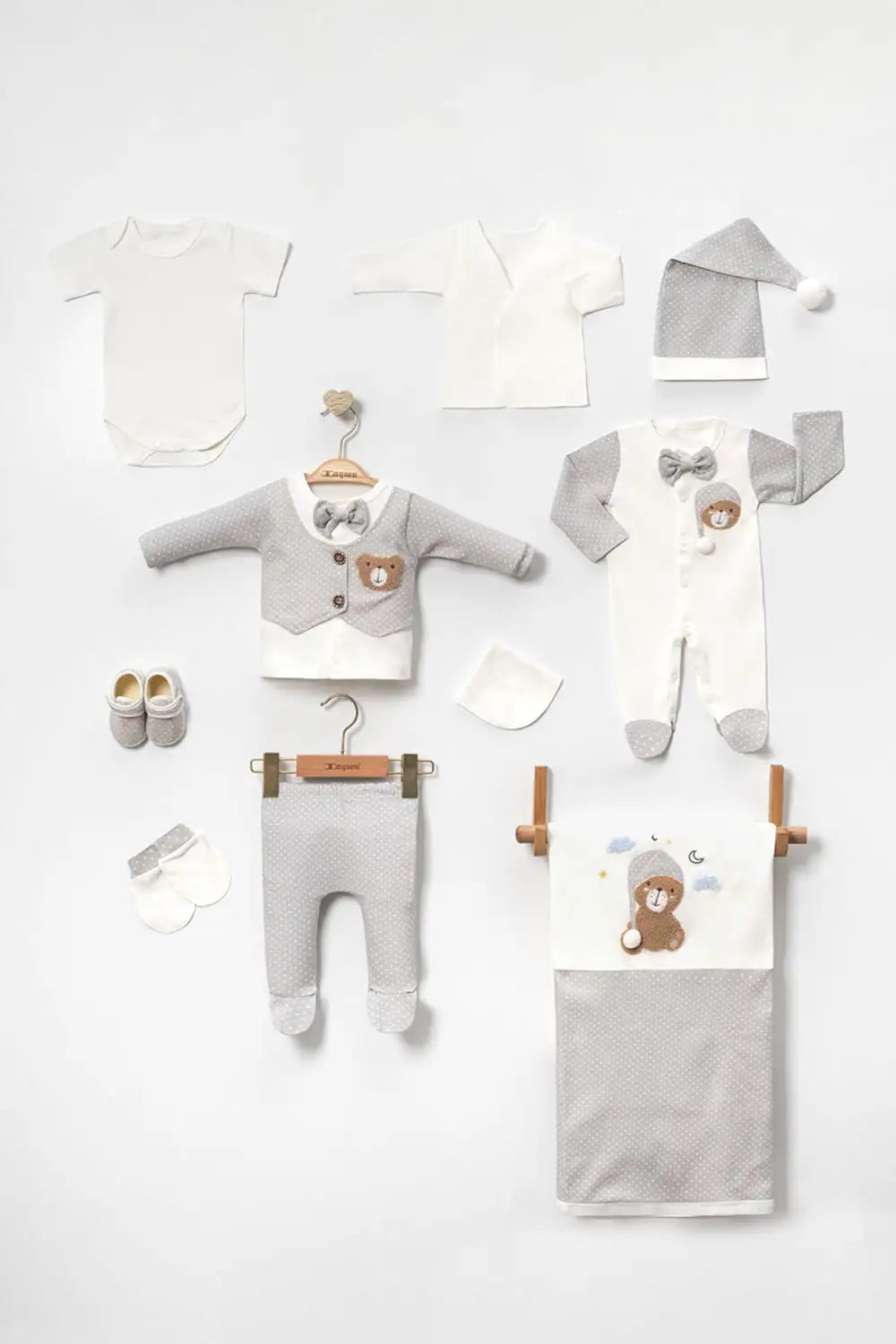 Gants anti-griffures et chaussons naissance pour bébé garçon, coton bio
