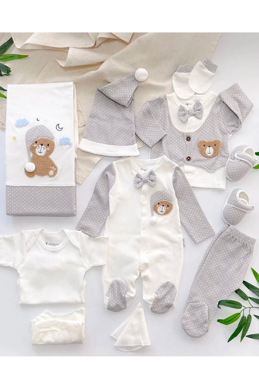 Coffret cadeau naissance 10 pièces pour bébé garçon en coton bio, éthique et sain