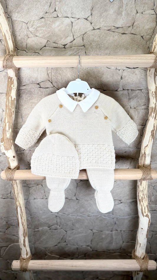 Ensemble Naissance 3 Pièces – Taille 0-3 mois – Beige mixte