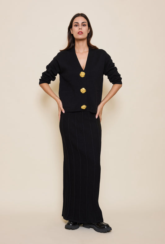 [Premium] Ensemble tricot jupe - couleur cerise 🍒- noir - crème- écru