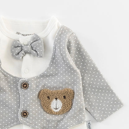 Haut et pantalon naissance bébé garçon assortis, en coton bio doux