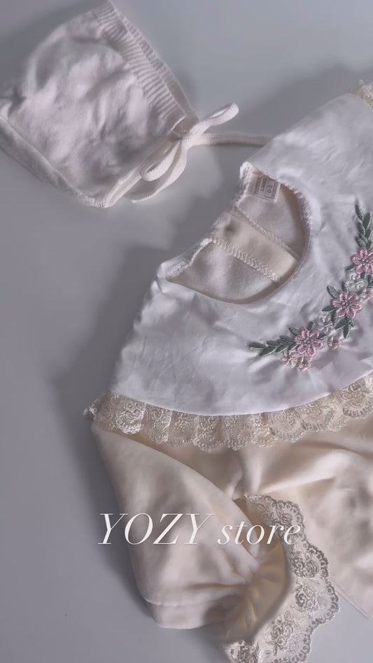 Ensemble naissance fille (0-3mois)- crème