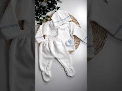 Ensemble naissance garçon – Bleu et blanc, doux et hypoallergénique (0-3 mois)