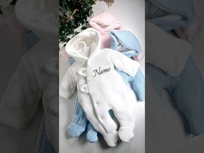 🧵Combinaison Bébé Personnalisée en maille – Sortie Maternité 0-3 Mois