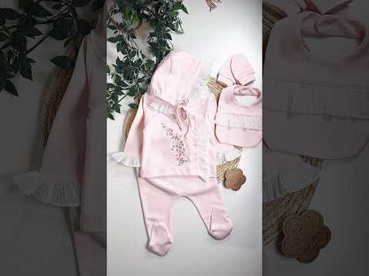 Video youtube de présentation du coffret naissance fille rose en coton bio 
