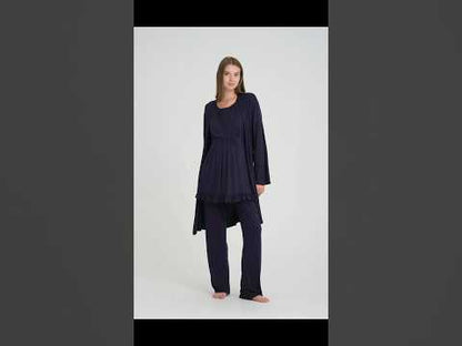 [PREMIUM] Pyjama de maternité 3 pièces - Bleu marine | Confort absolu grossesse & post-partum