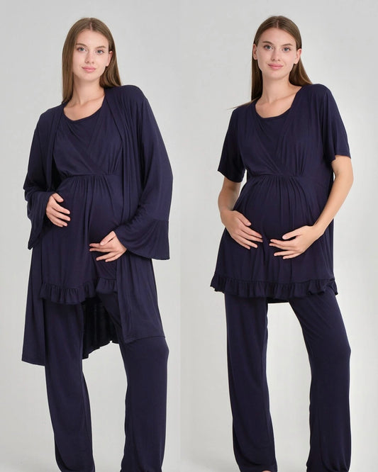 Pyjama maternité 3 pièces confortable pour valise maternité - vue de face