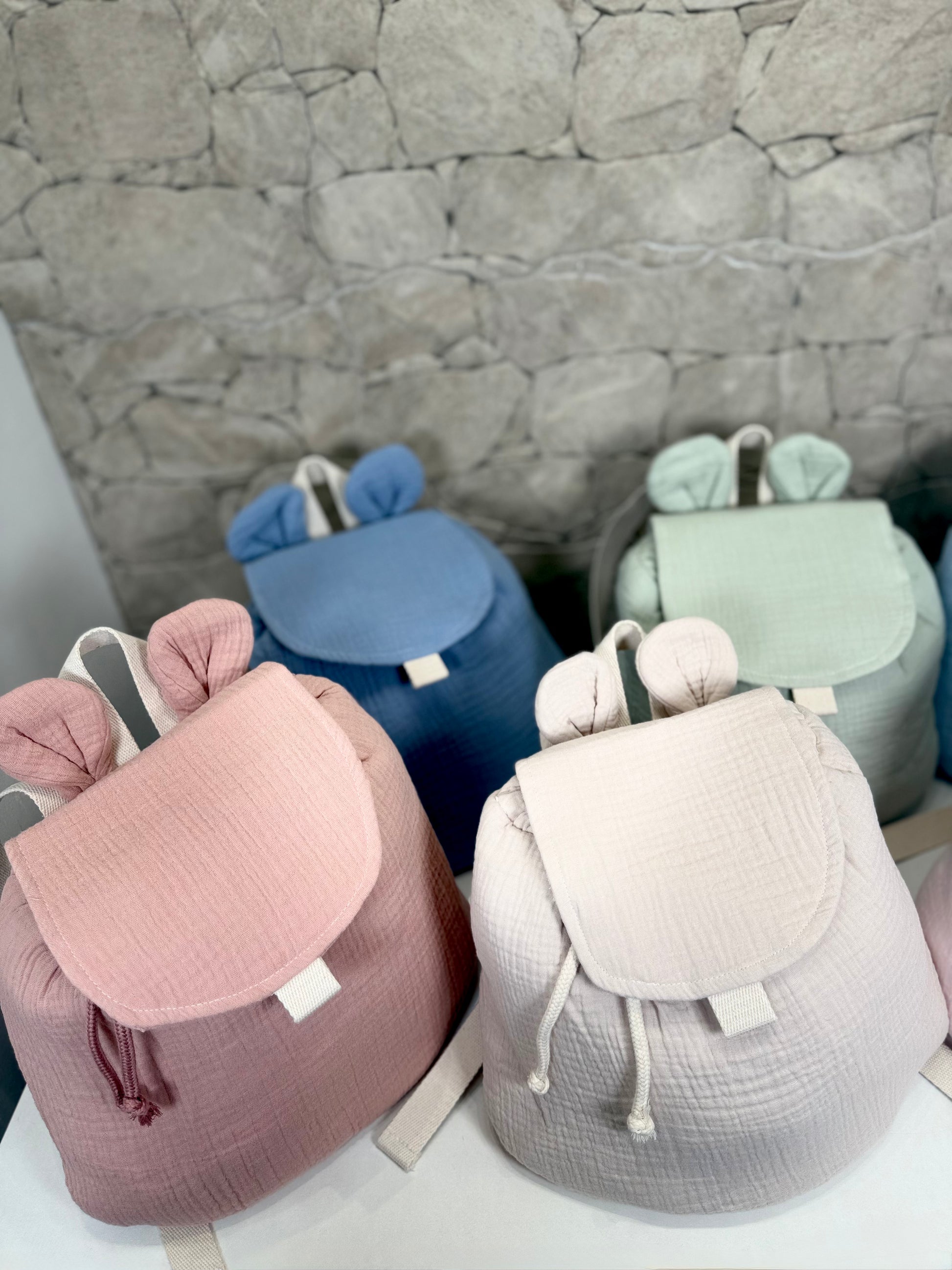 Sac à dos maternelle en gaze de coton OEKO-TEX® – coloris beige